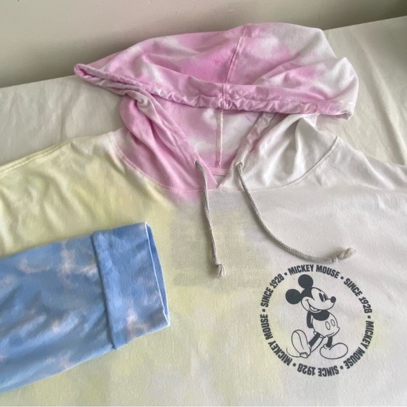 Disney Parks Micky Mouse Hooded Tie Dyed Top Cotton Pullover Sweatshirt - Picture 3 of 7